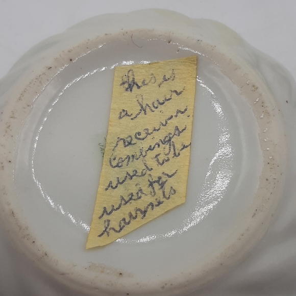 Antique Vintage Hair Receiver Hand Painted Pink Roses Green Leaves Porcelain - Picture 8 of 8